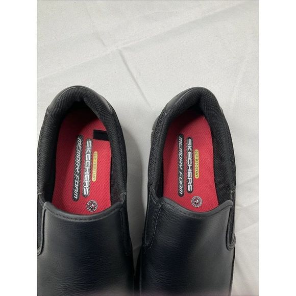 Skechers 77157 Nampa Groton Memory Foam SlipOn Resistant Black Work Shoes US7.5 - Picture 4 of 10
